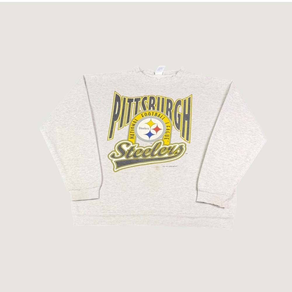 Vintage 1996 Pittsburgh Steelers Sweatshirt Logo 7 Mens Large Gray NFL USA Made